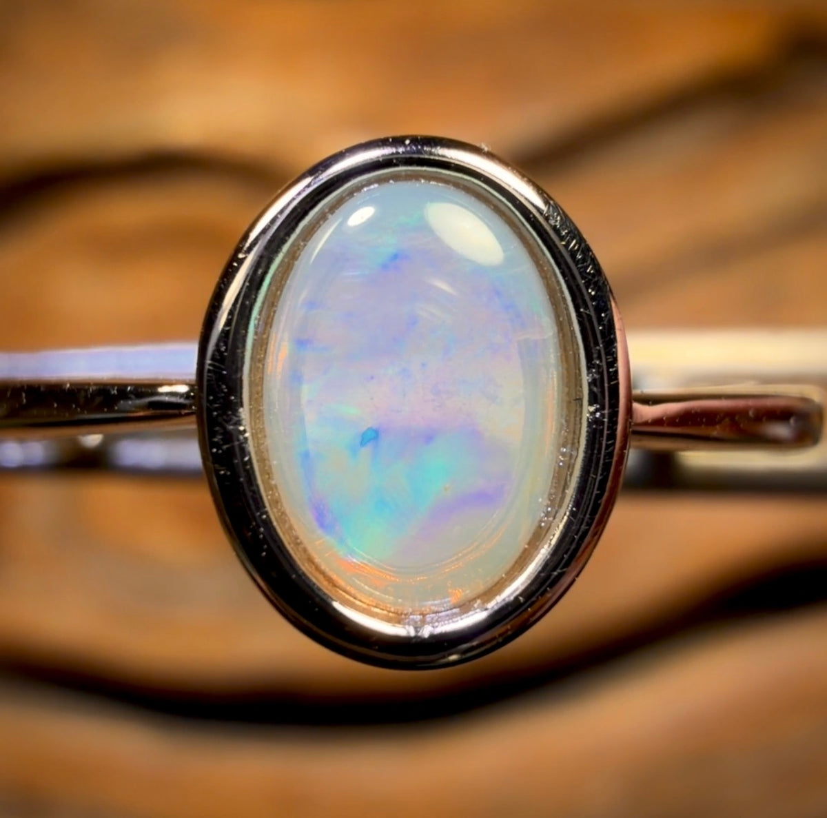 Bague en argent sterling avec opale de cristal d'Australie du Sud