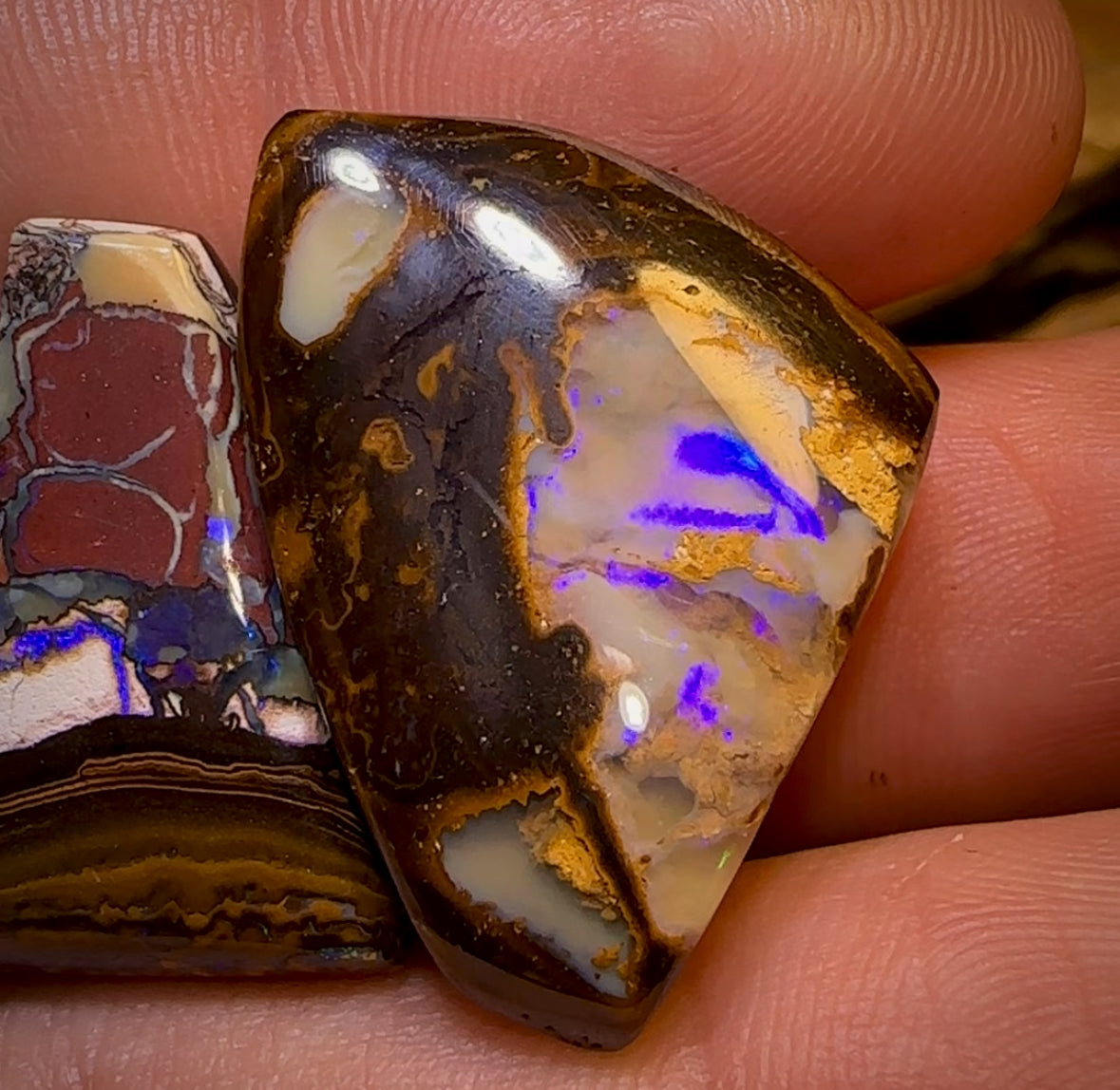 86.1cts - 3x Loose Queensland Boulder Opals With Crystal Centers Wholesale Bargain Parcel