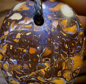 31 x 26mm - Drilled Boulder Opal Pendant w/ Eco Friendly Vegan Cord