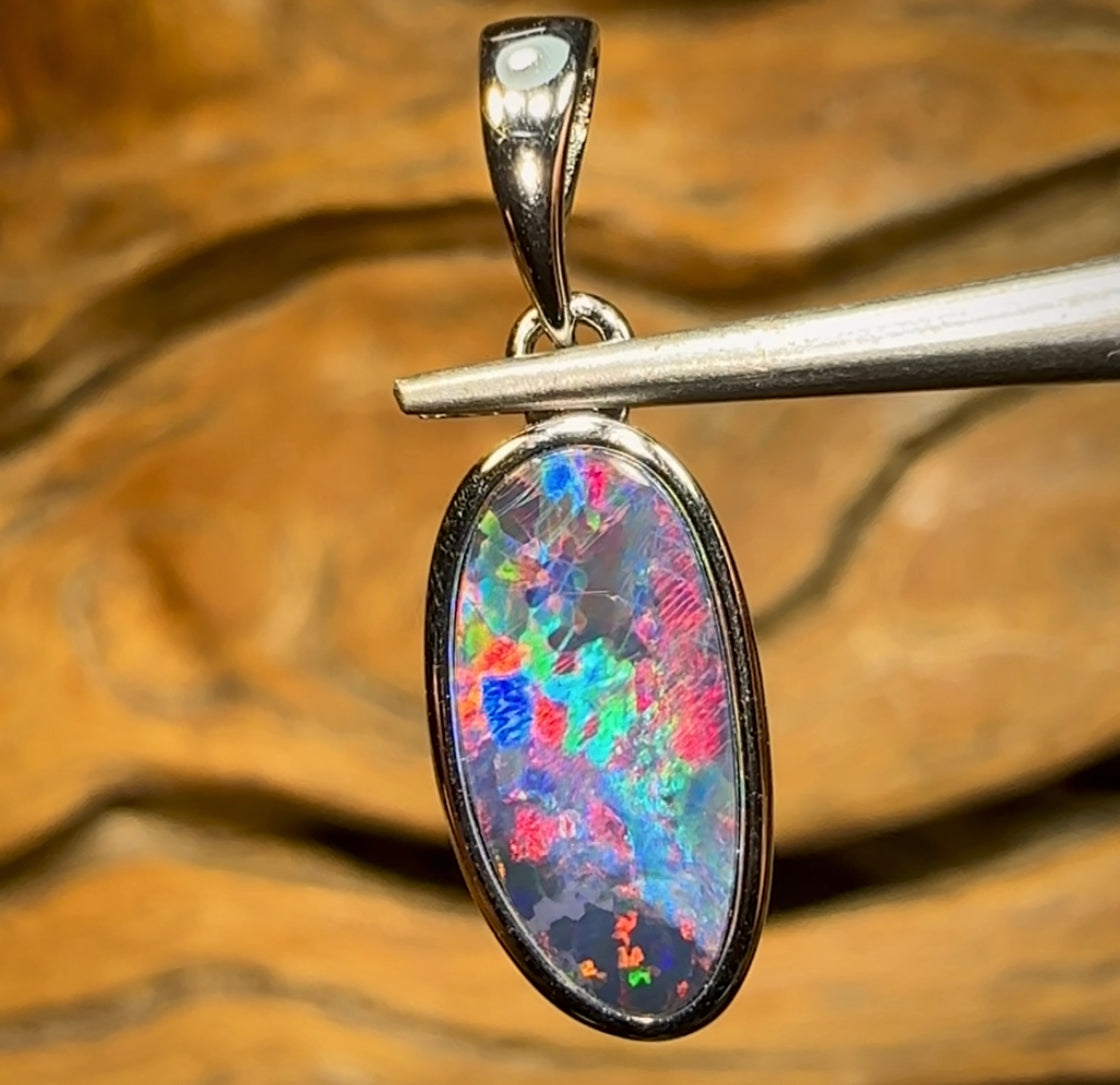 St. Silver - Vibrant Queensland Boulder Opal Doublet Pendant - Opal Whisperers
