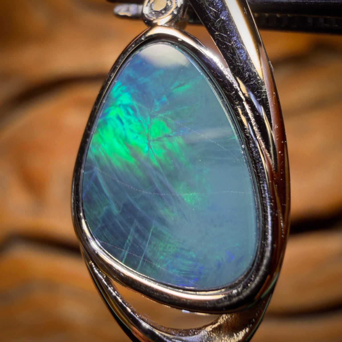 BARGAIN CARD! LARGE Sterling Silver - Queensland Boulder Opal Doublet Pendant
