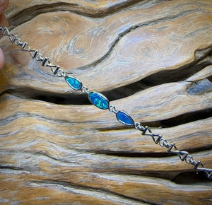 Sterling Silver - Australian Boulder Doublet Opal Bracelet