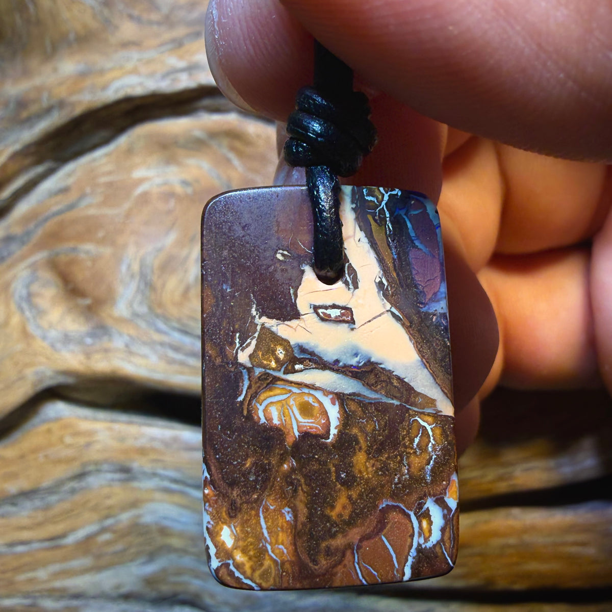 TGIF 28 x 18mm - Drilled Tribal Queensland Boulder Opal Necklace
