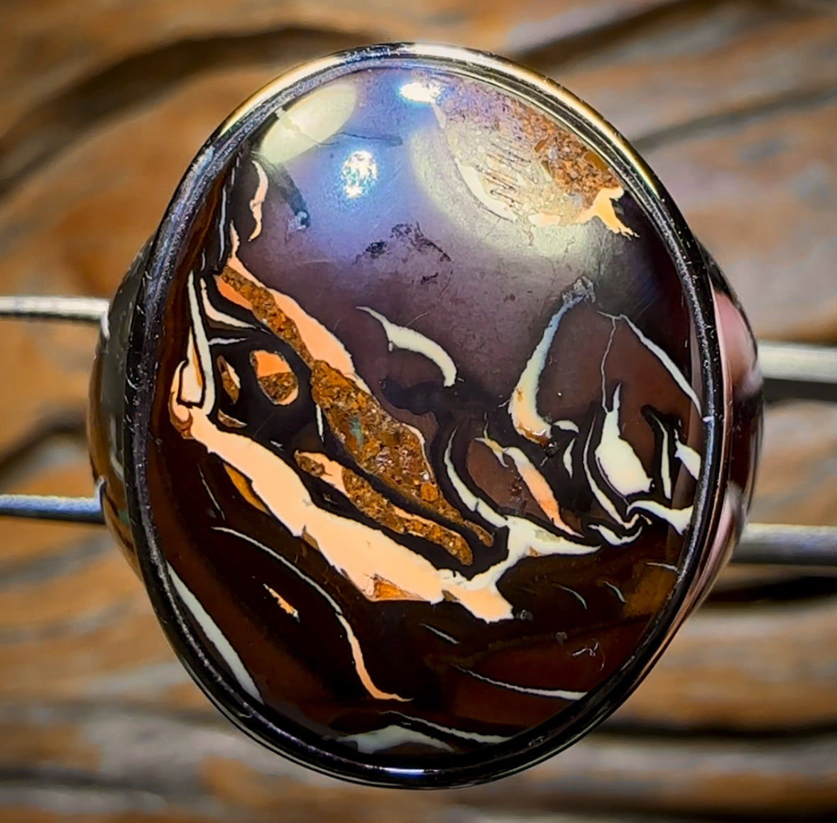 BIG DADDY Sterling Silver - Large Solid Tribal Boulder Opal Ring. Unisex