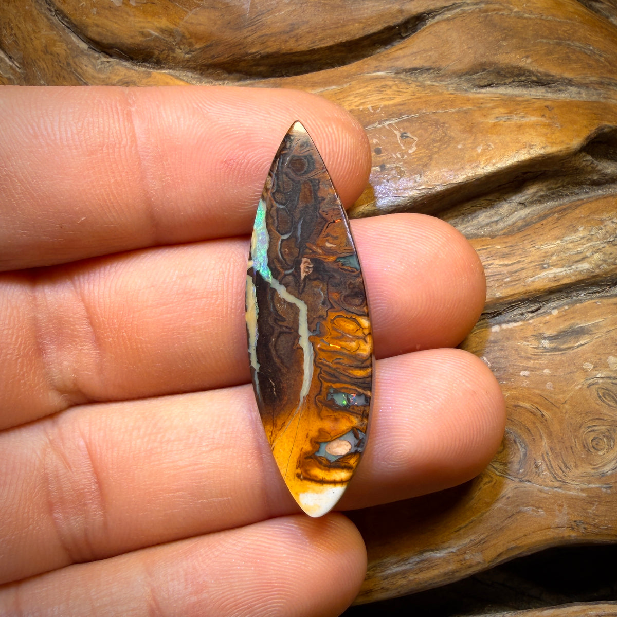 17.9cts - “Tribal Surfboard Picture Stone” Queensland Boulder Opal from Yowah