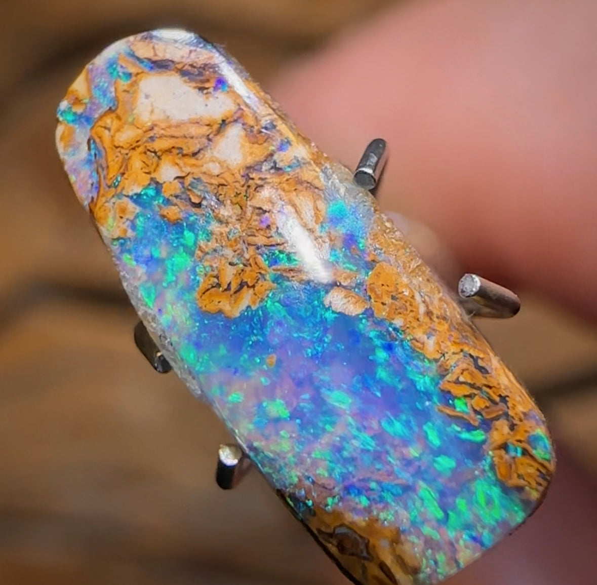 2,15 carats - Magnifique opale scandinave Yowah Nut Pipe, également appelée bleu glacier