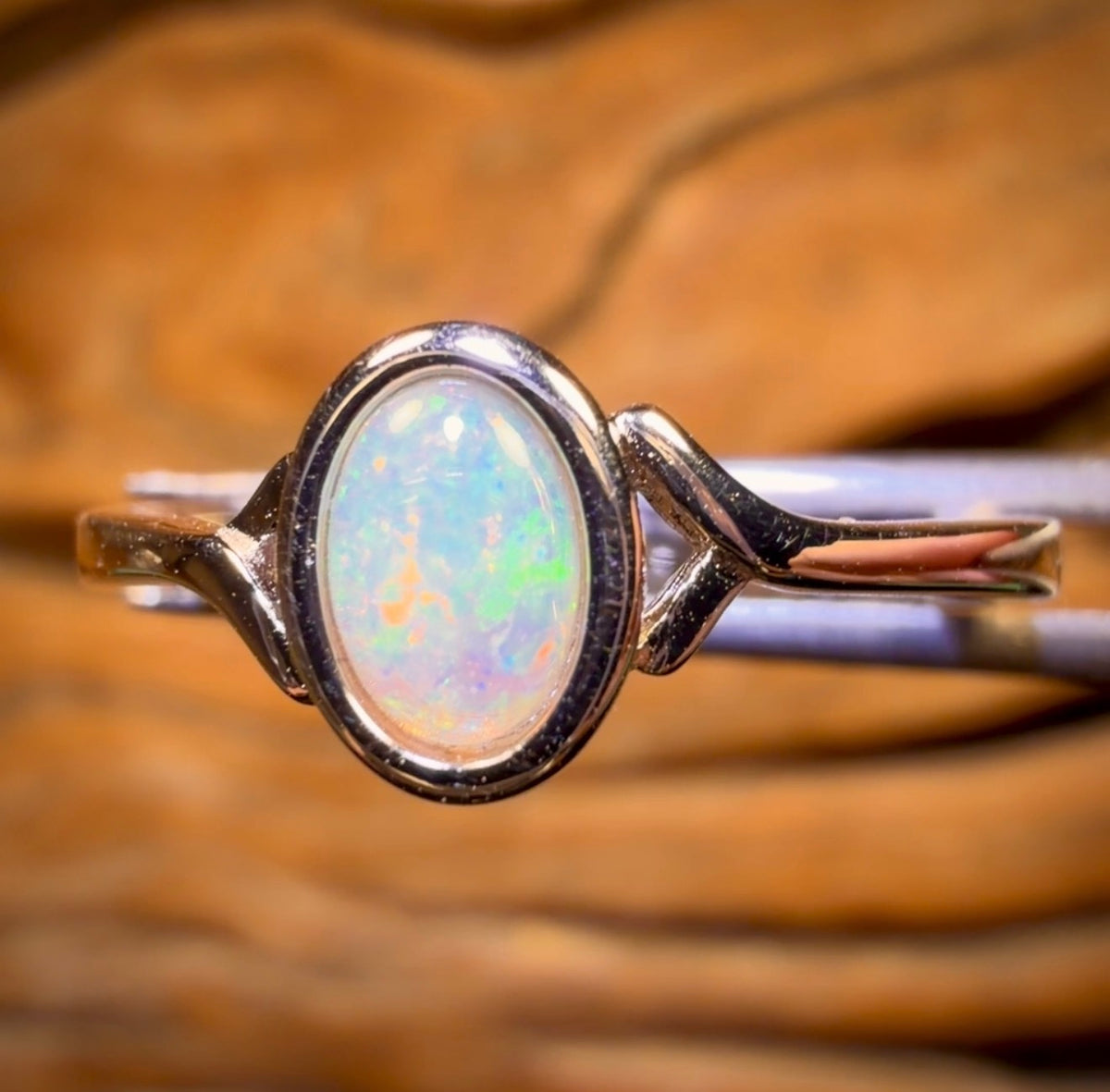 Bague en argent sterling avec opale de cristal d'Australie du Sud