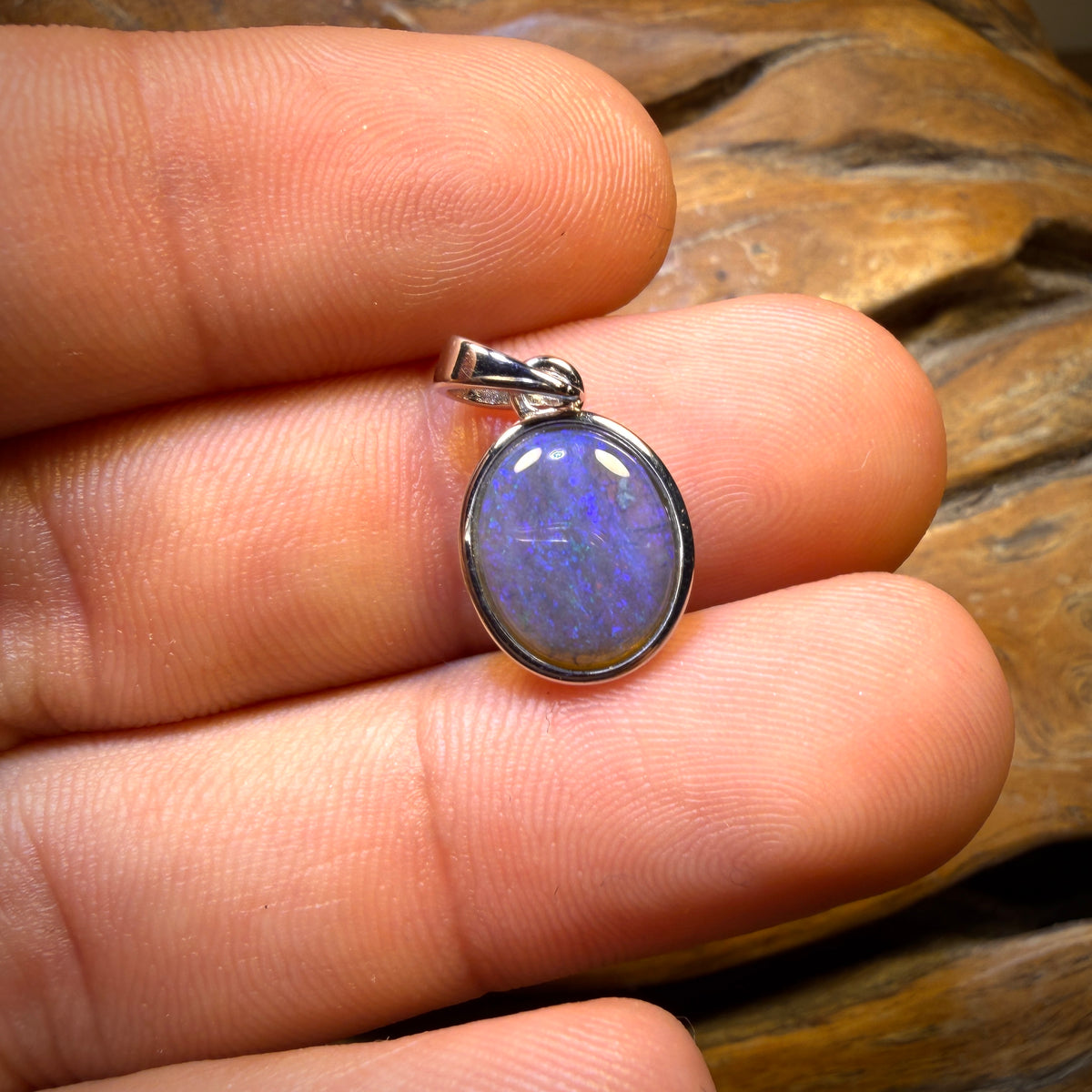 Sterling Silver - Solid South Australian Crystal Opal Pendant