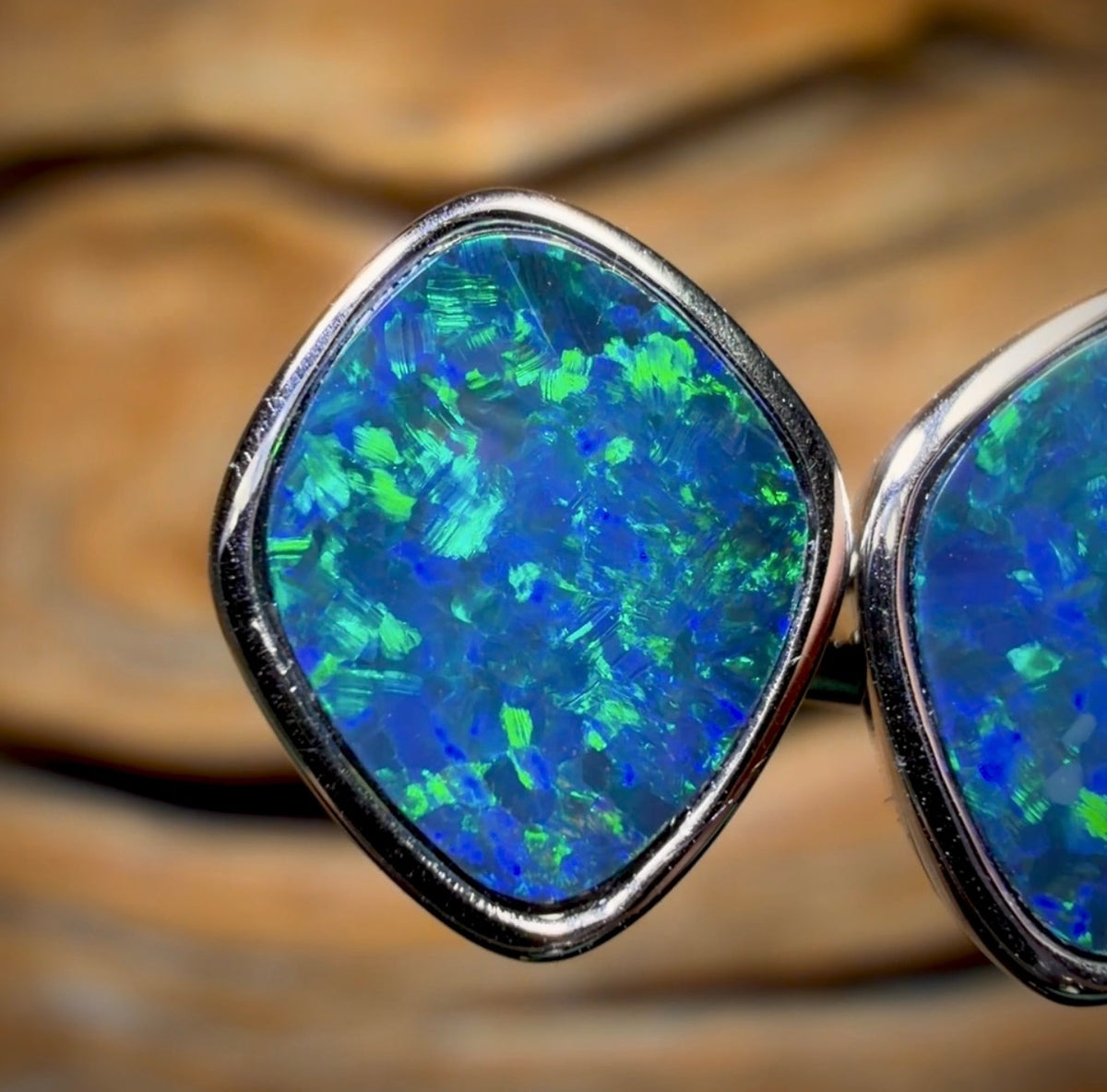 14k White Gold - Classic Queensland Boulder Doublet Earrings Great Size