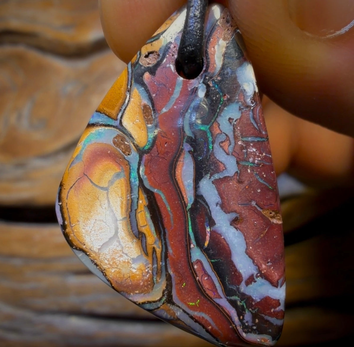 31 x 20mm - Drilled Tribal Queensland Boulder Opal Necklace