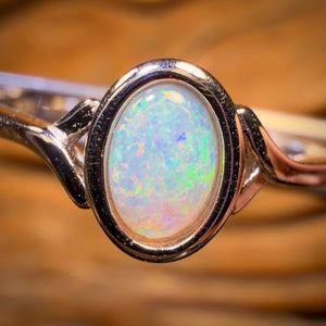 Bague en argent sterling avec opale de cristal d'Australie du Sud