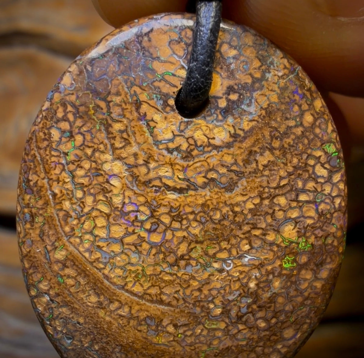 32 x 26mm - Drilled Tribal Queensland Boulder Opal Necklace
