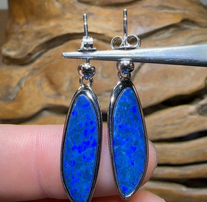 Sterling Silver - Classic Australian Boulder Opal Doublet Earrings - Opal Whisperers