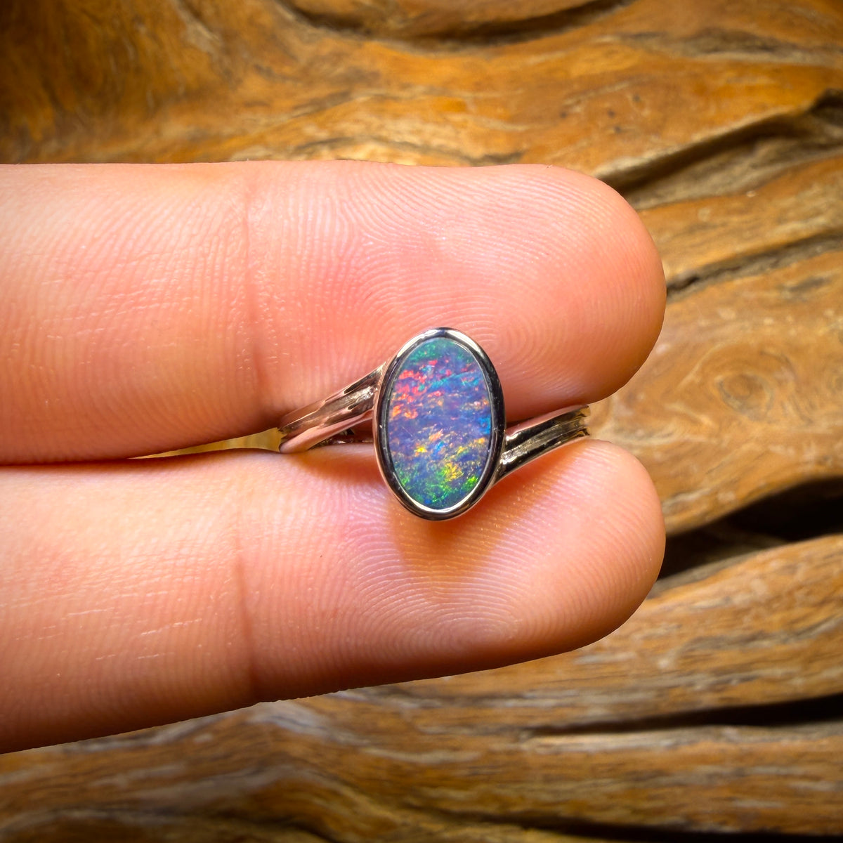 Sterling Silver - Queensland Boulder Opal Doublet Ring