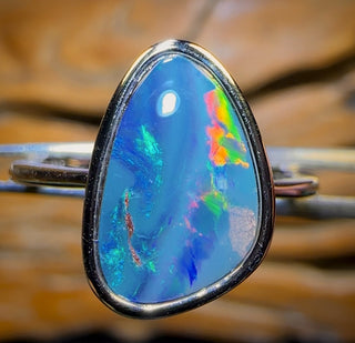 Bague doublet en argent sterling et opale de Queensland Boulder