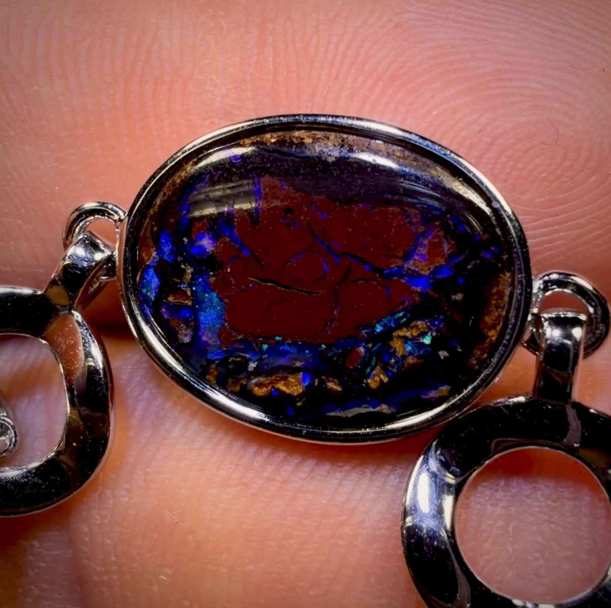 Sterling Silver - “Awesome” Solid Australian Boulder Opal Bracelet