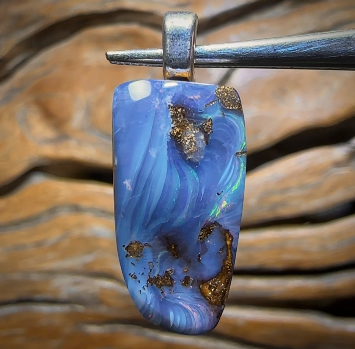 Solid Unisex Queensland Boulder Opal Pendant