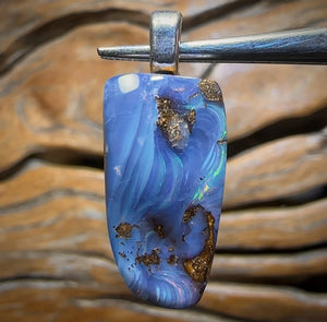 Solid Unisex Queensland Boulder Opal Pendant