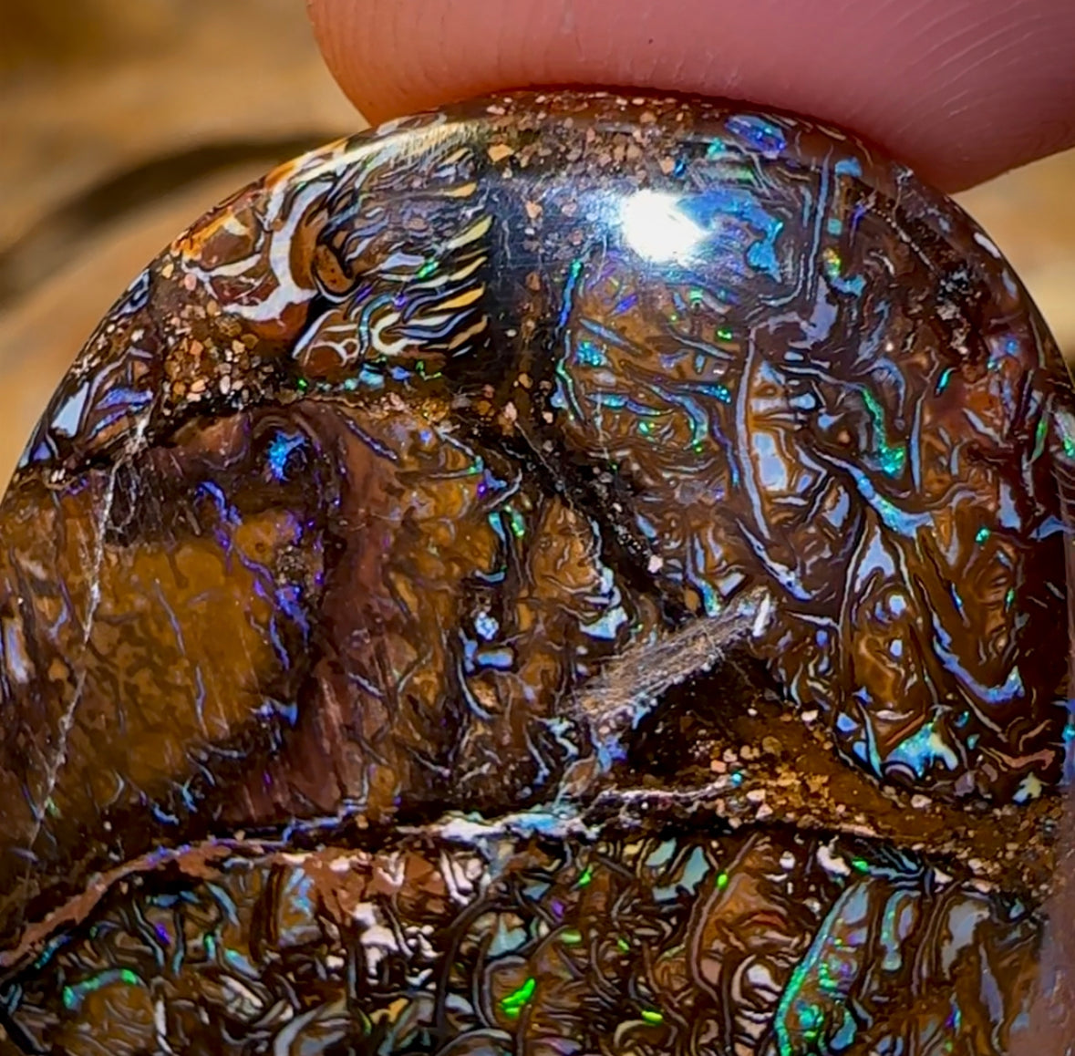 95.5cts - Double Sided Queensland Boulder Opal. koroit Tribal - Opal Whisperers