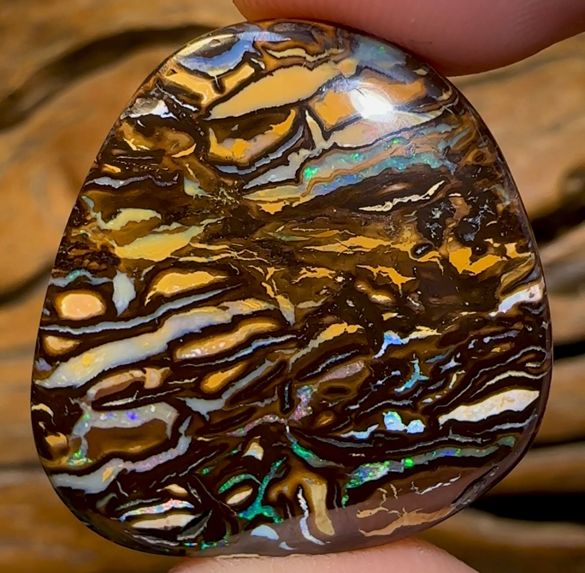 57.4cts - Australian Boulder Opal. Top Koroit “Tribal Magic” - Opal Whisperers