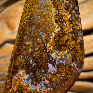 92.1cts - Tan Tribal Yowah Nut Opal. Red Multicolour