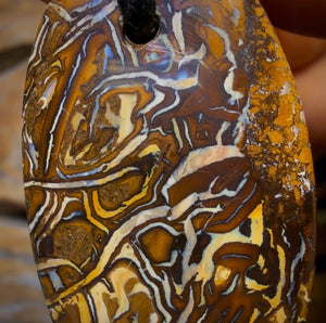 40 x 23mm - Awesome Tribal Drilled Boulder Opal Pendant w/ Eco Friendly Vegan Cord