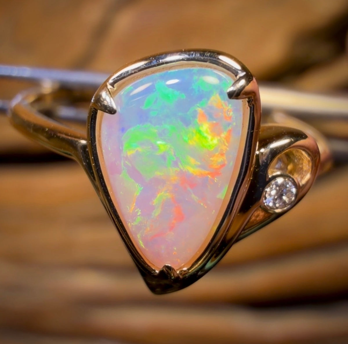 14k Gold - Solid South Australian Crystal Opal Ring