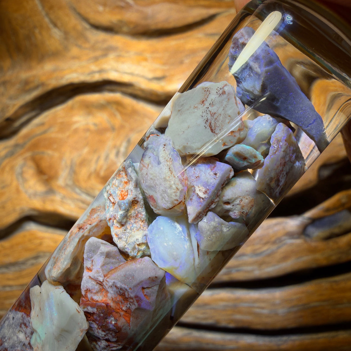120.9cts - Lightning Ridge Dark Opal Vial
