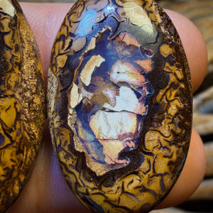 TGIF 111.9cts - Yowah Nut Partial Crystal Centre Pair Polished