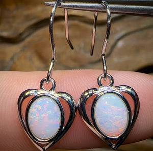 Sterling Silver - South Australian Solid White Opal Hook Earrings