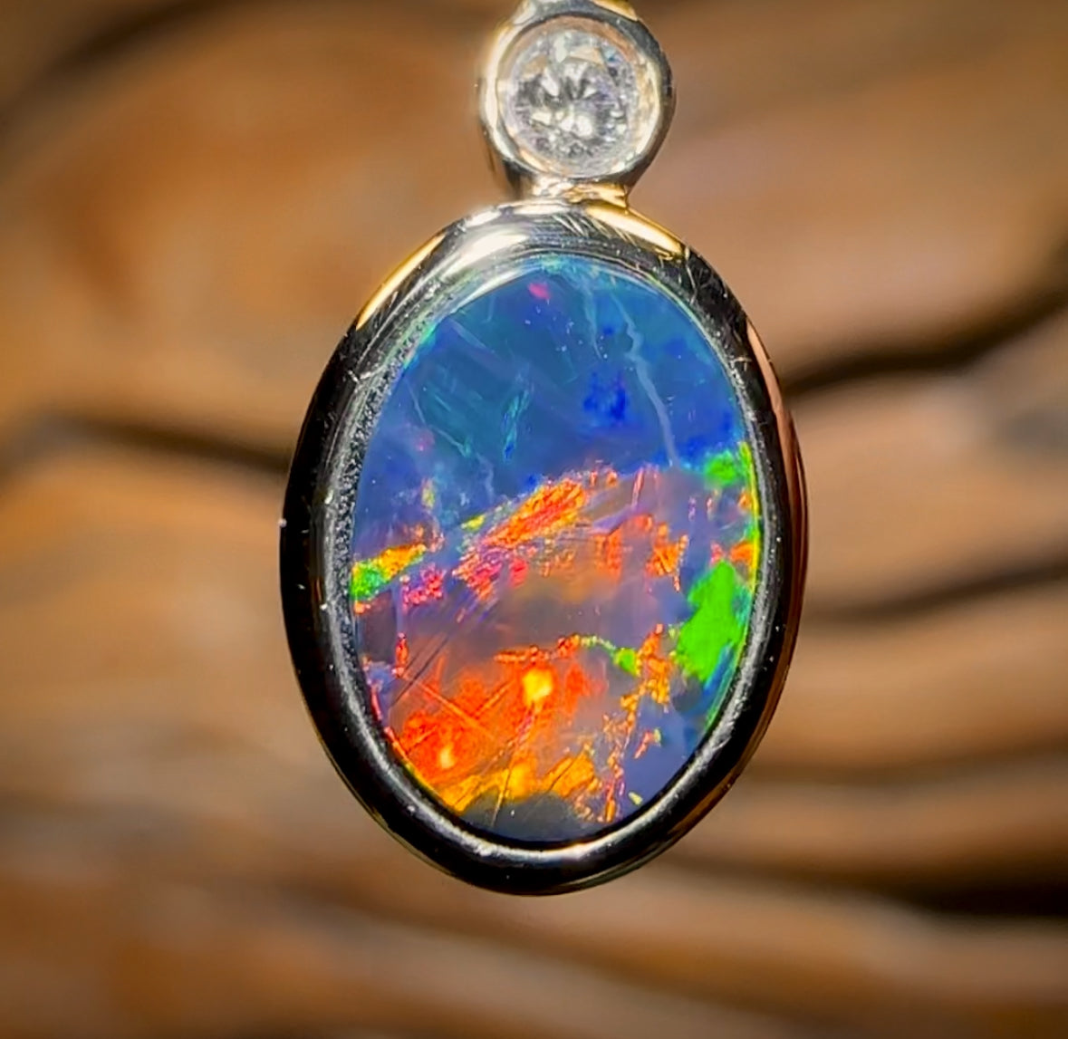 14k Gold - Queensland Boulder Opal Doublet Pendant