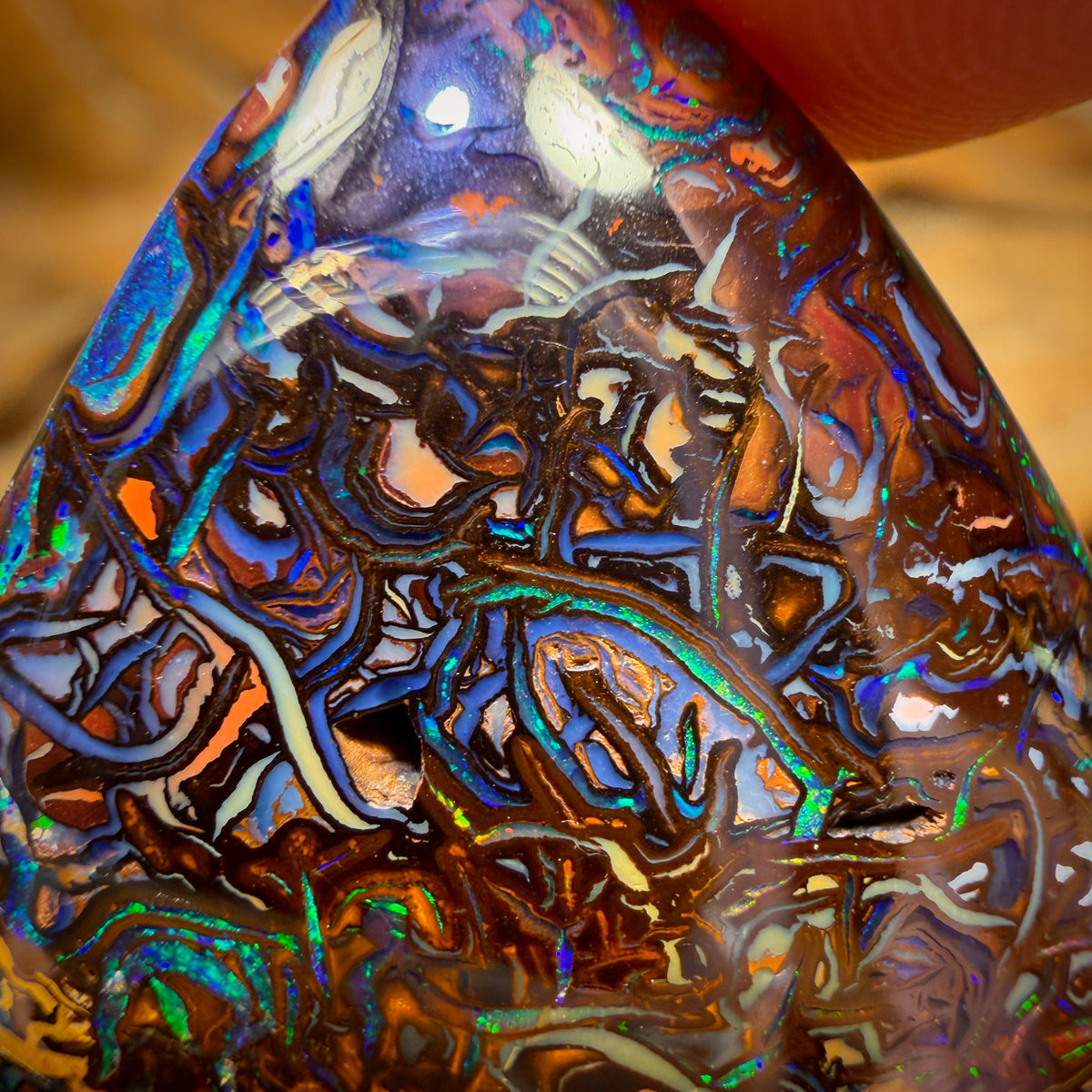 74.1cts - BEST Tribal Pattern! Australian Boulder Opal from Koroit