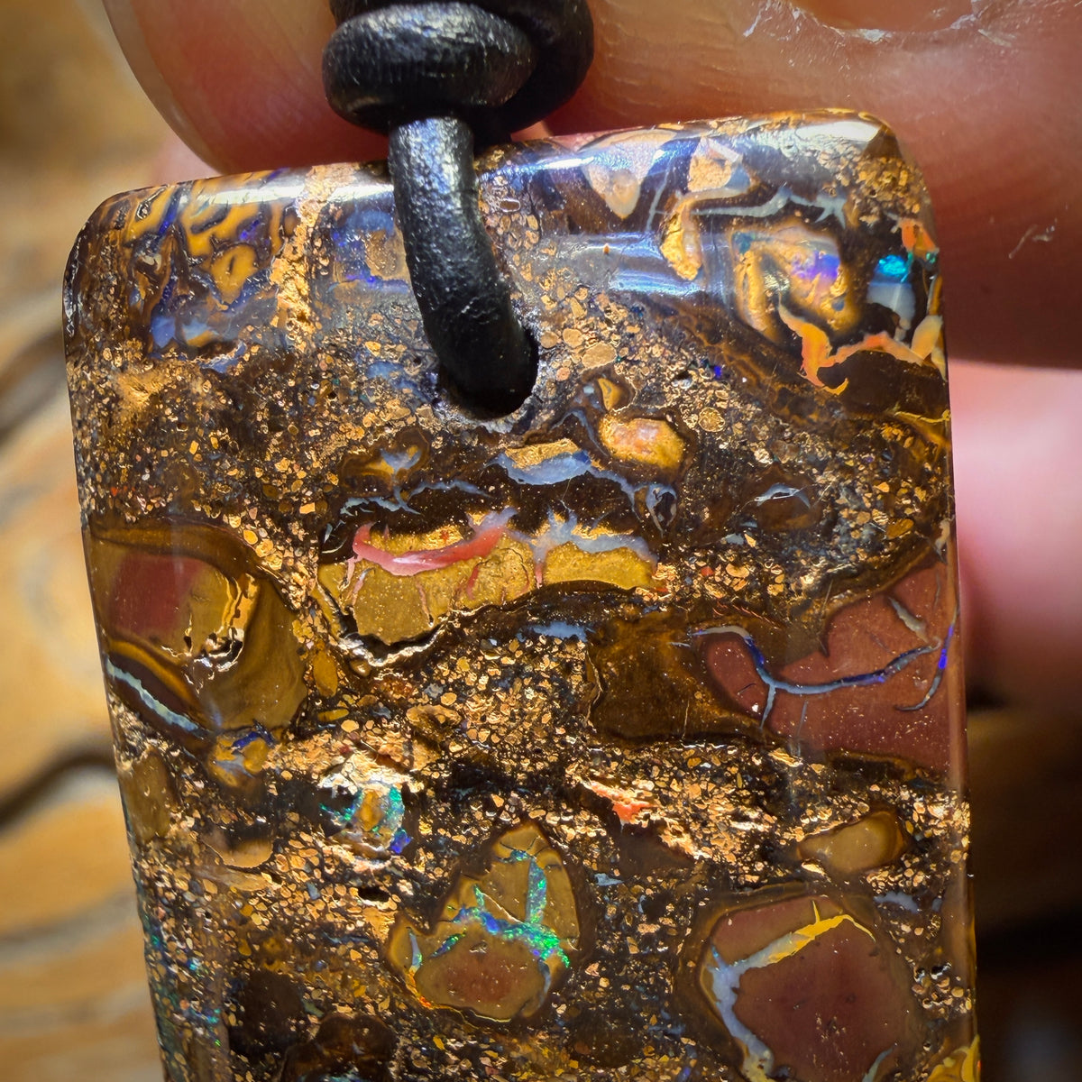 Wild Card! 32 x 22mm - Drilled Tribal Queensland Boulder Opal Necklace