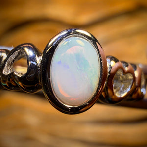 Sterling Silver - Solid South Australian Crystal Opal Ring