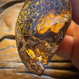 43 x 24mm - Awesome Drilled Tribal Queensland Boulder Opal Picture Stone Necklace
