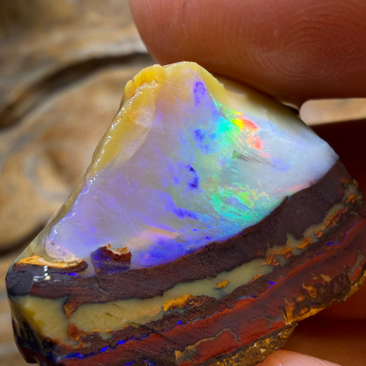 HDW 53.2cts - Partial Yowah Nut Crystal Centre Opal Rough Piece