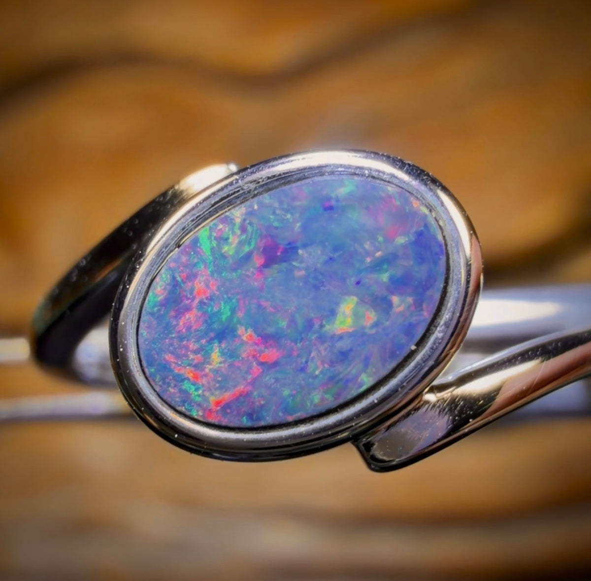 Sterling Silver - Queensland Boulder Opal Doublet Ring