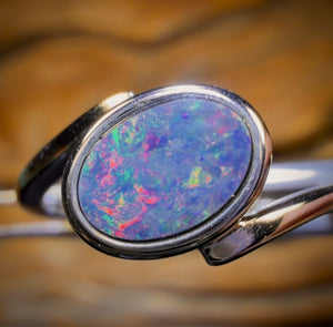 Sterling Silver - Queensland Boulder Opal Doublet Ring