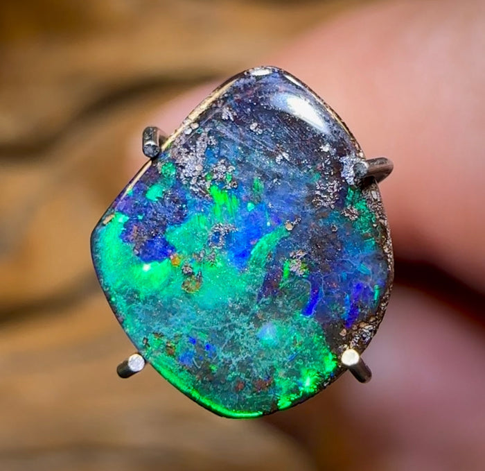 2.2cts - Queensland Boulder Opal from Winton. Metallic Colour - Opal Whisperers