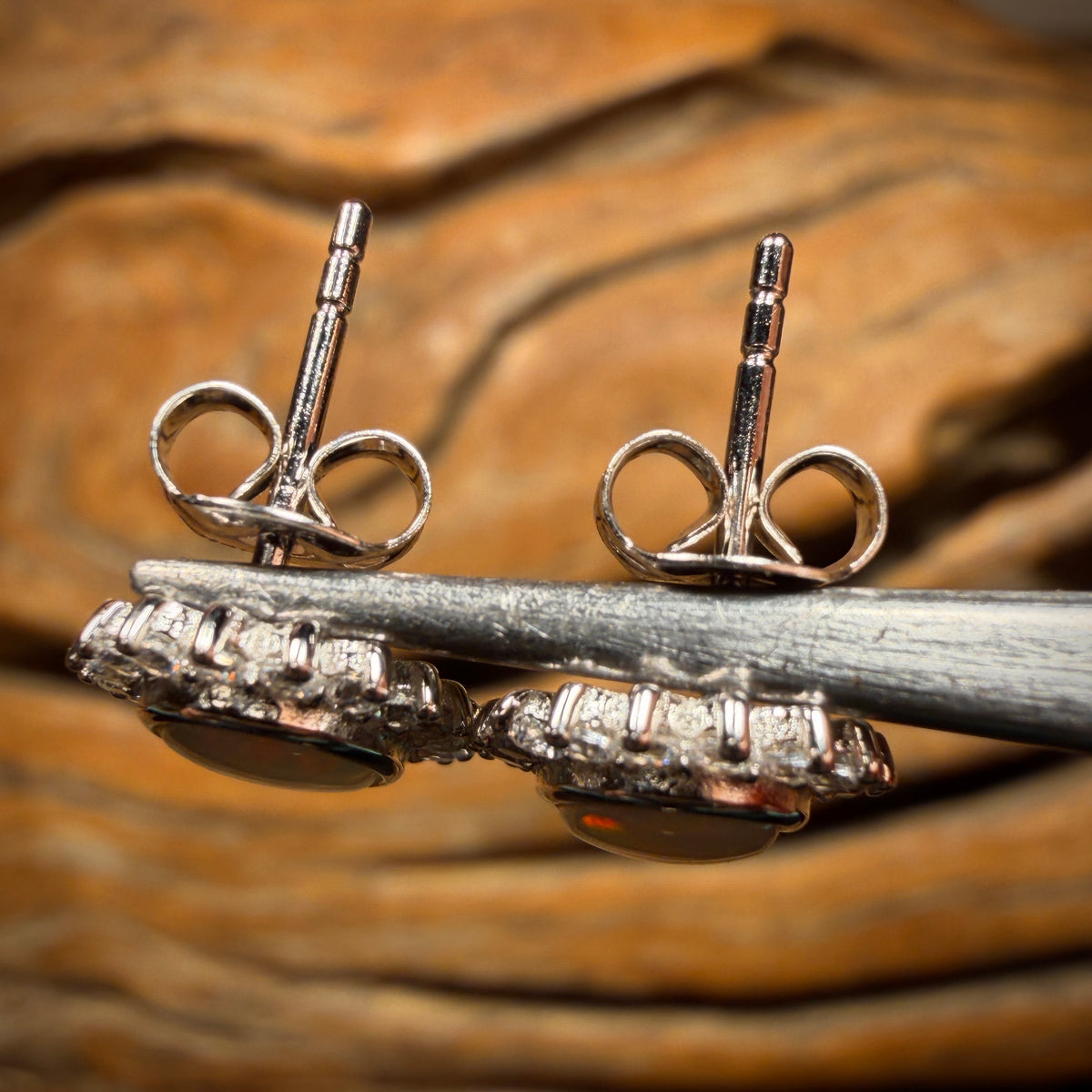 Sterling Silver - South Australian Crystal Opal Stud Earrings