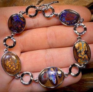 Sterling Silver - “Awesome” Solid Australian Boulder Opal Bracelet