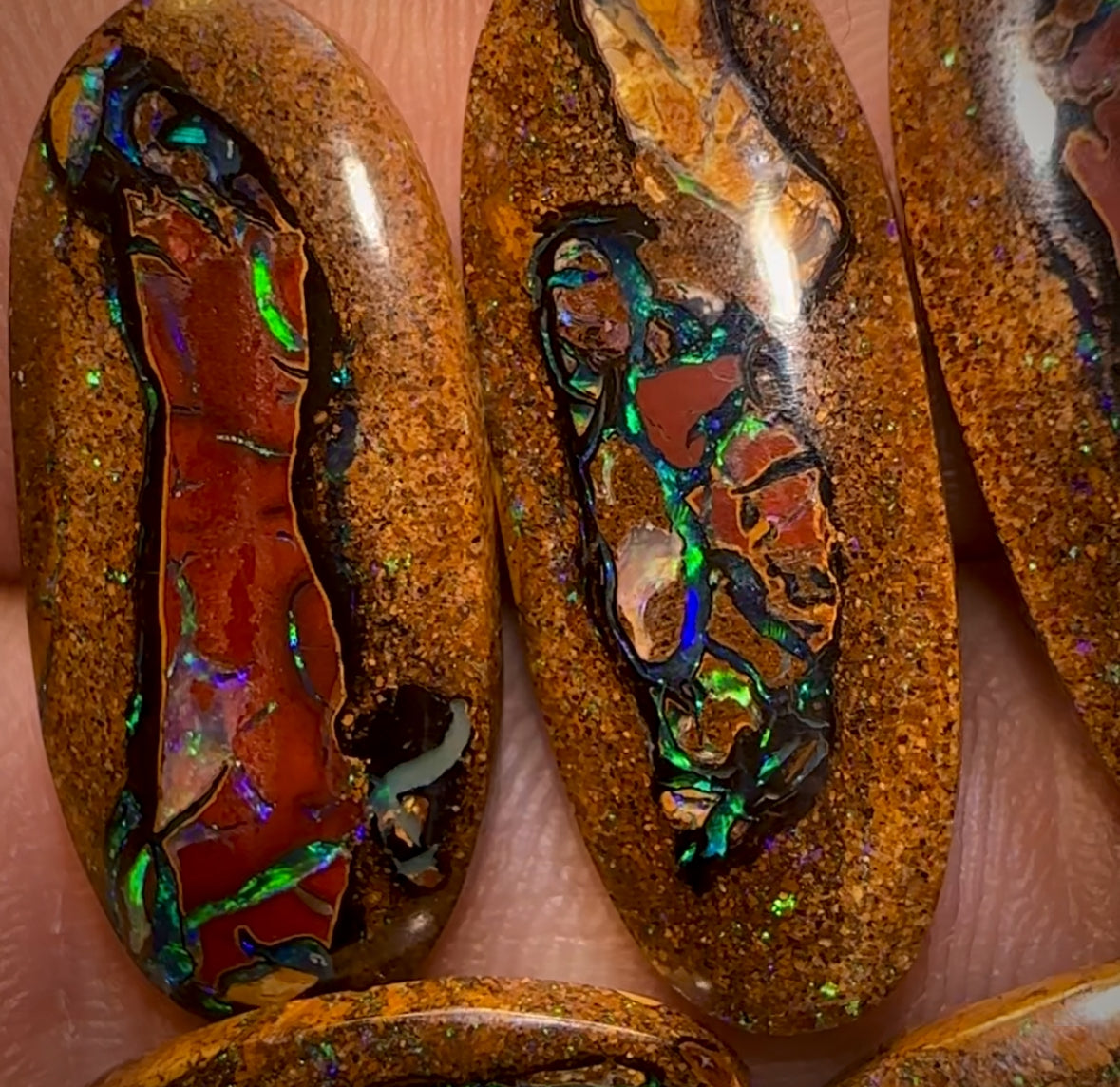 🔒36.3cts - 5x Tribal Queensland Boulder Opal Set
