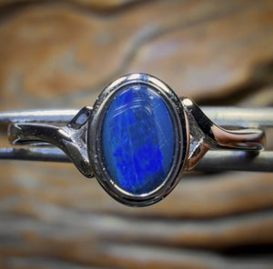 Sterling Silver - Queensland Boulder Opal Doublet Ring BARGAIN