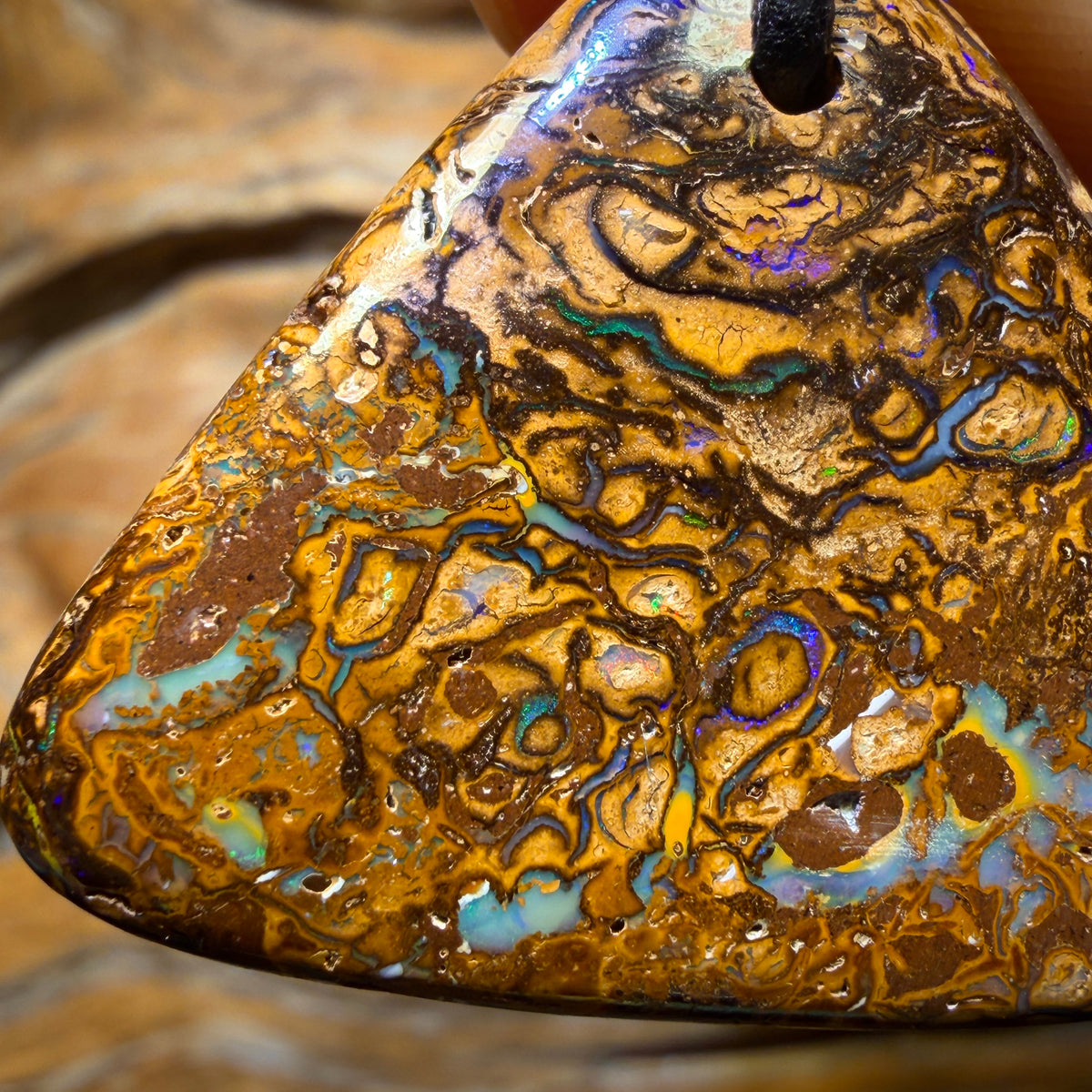37 x 31mm - Drilled Tribal Queensland Boulder Opal Necklace
