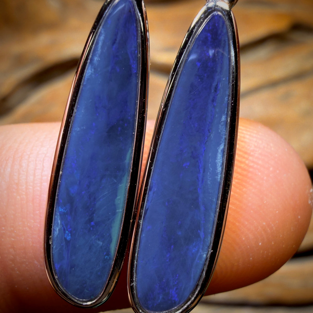 WILDCARD! Sterling Silver - Australian Boulder Opal Doublet Drop Stud Earrings