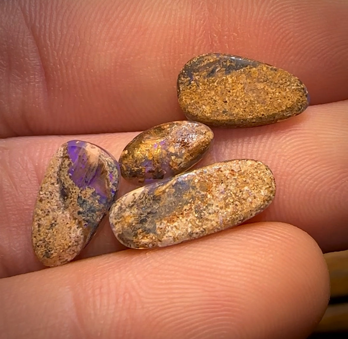 🔒 7.4cts - 4x Solid Australian Boulder Pipe Opal Parcel