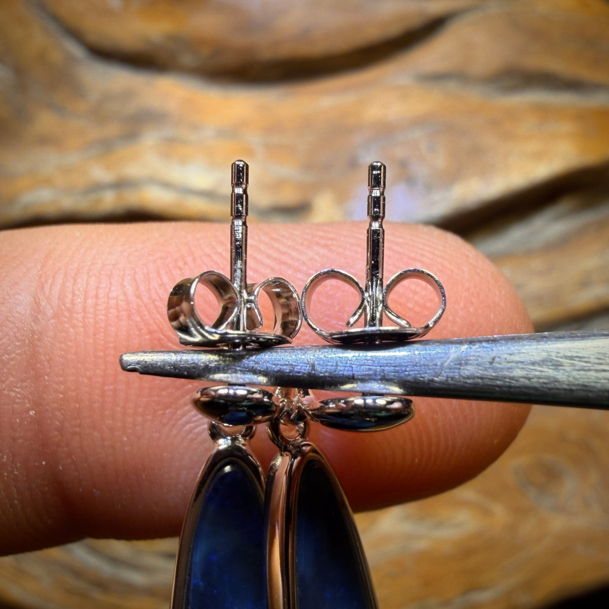 WILDCARD! Sterling Silver - Australian Boulder Opal Doublet Drop Stud Earrings