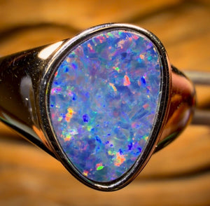 Sterling Silver - Queensland Boulder Opal Doublet Ring UNISEX