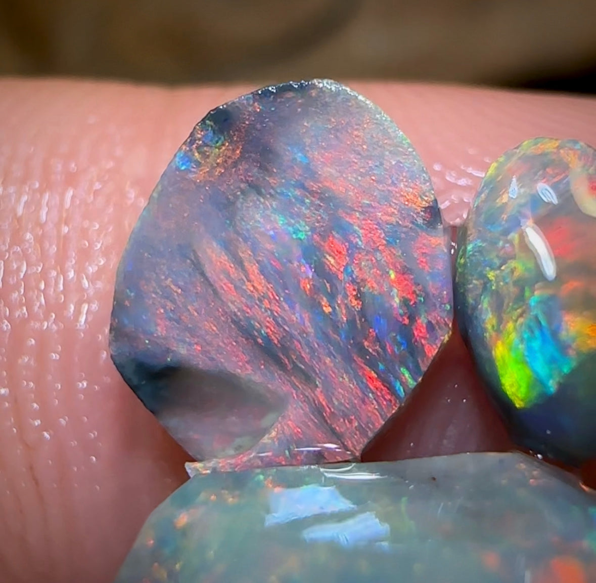 5.25cts - 3x Lightning Ridge Light and Dark Opal Rubs Parcel - Opal Whisperers