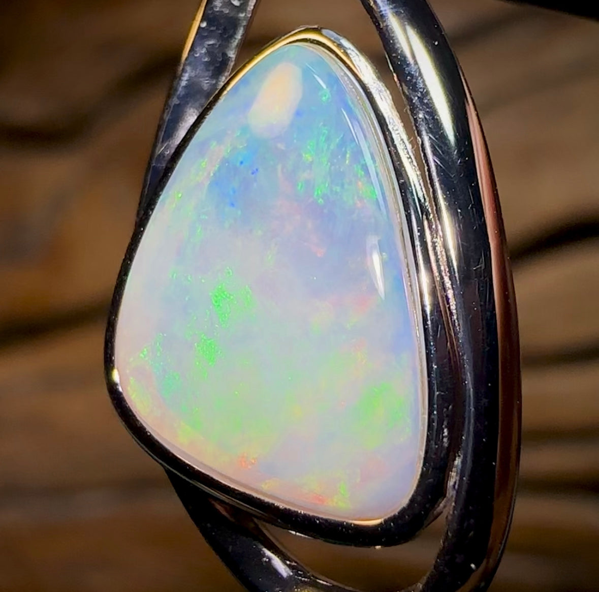 Sterling Silver - Solid South Australian Crystal Opal Pendant. Large Quality Opal - Opal Whisperers
